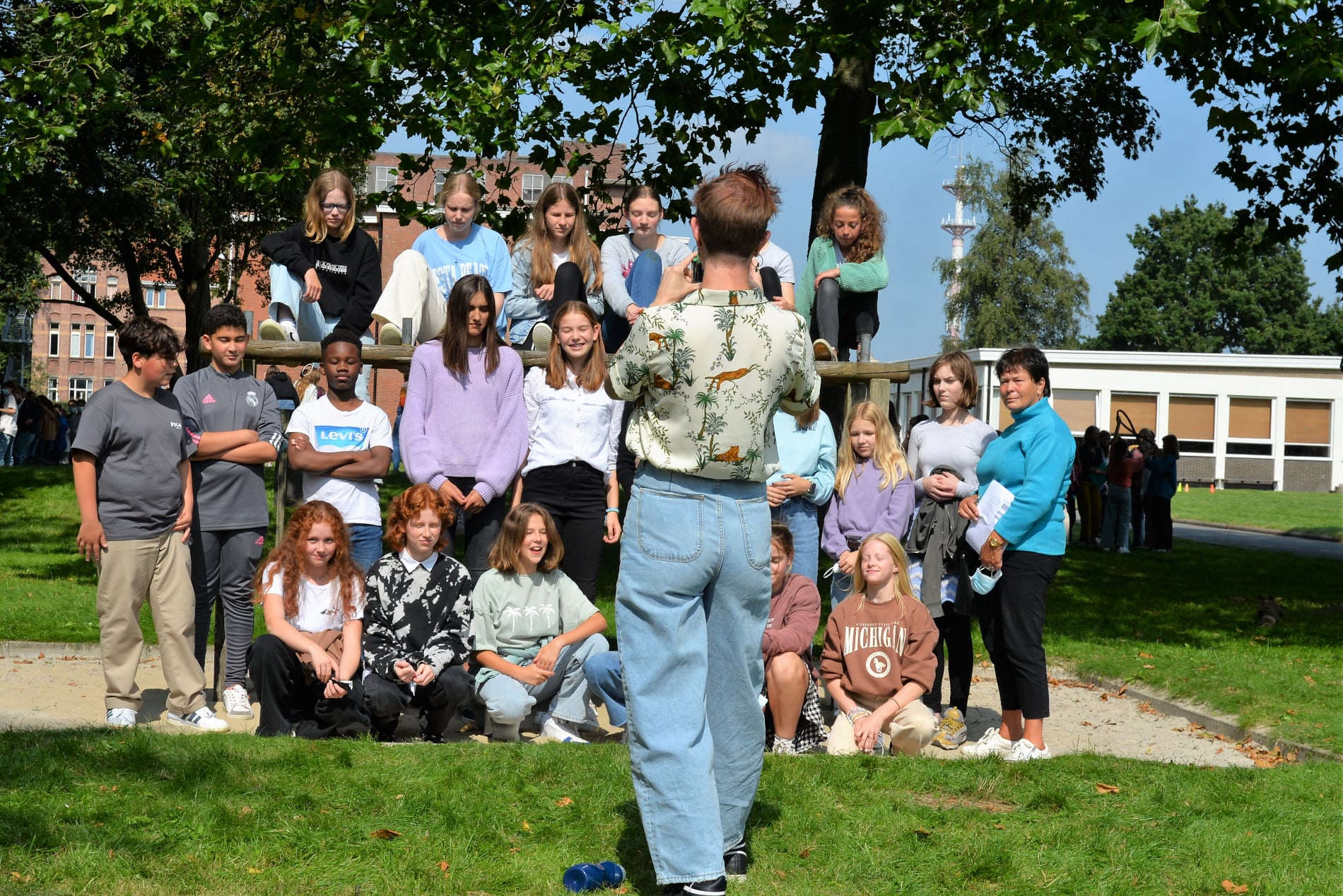 Leerlingen Talentum poseren voor klasfoto